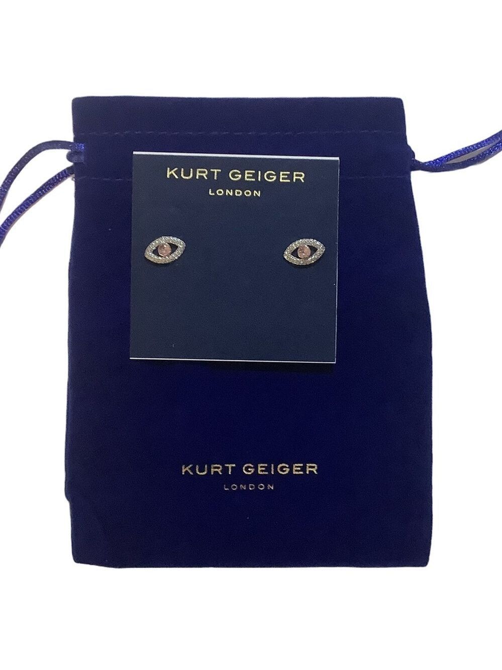 Kurt Geiger London Pink Evil Eye Crystal & CZ Stud Earrings New